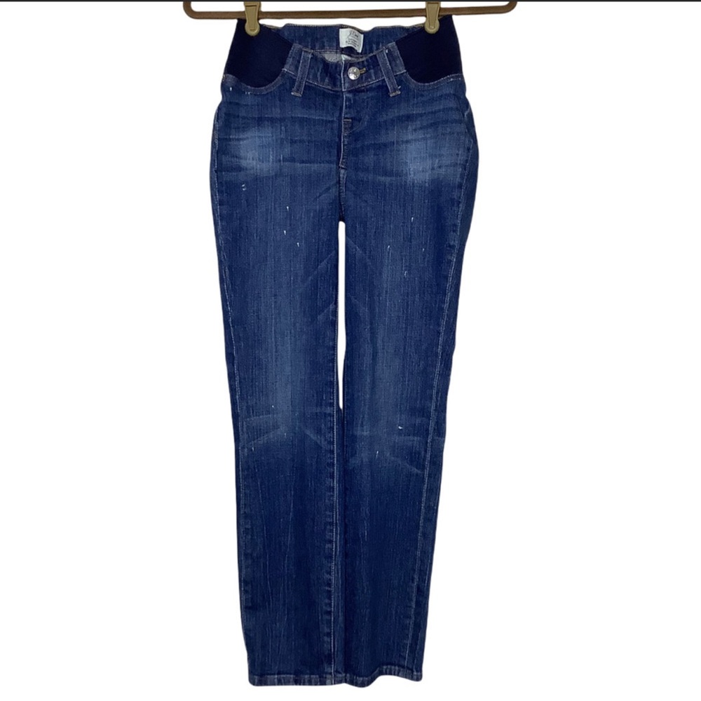 J Crew Maternity Jeans Slim Broken In Boyfriend Stretch Panels Light Distressing